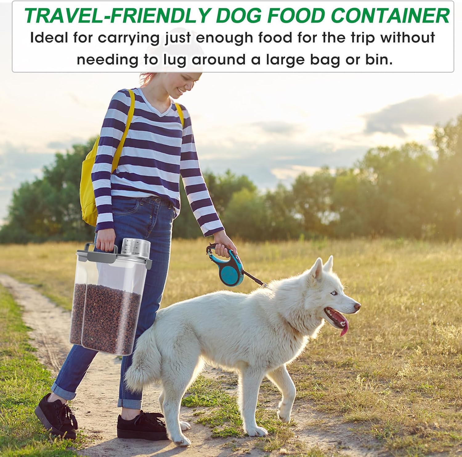 TBMax Large Cat Food Storage Container, Portable Dog Food Container with Upgraded Large Spout and Cup, Travel Pet Food Storage Dispenser for Small Animal Kibble Storage, Bird Seed Container - Grey - Image 5