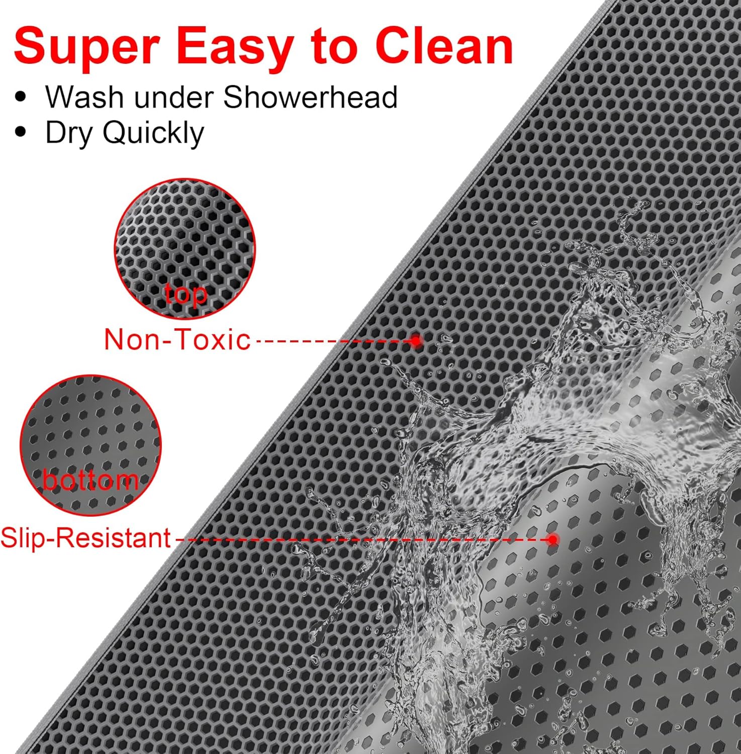 Waretary Cat Litter Box Mat: 36"x 30" Waterproof Kitty Cat Litter Trapping Mat, Easy-clean Double-layer Scatter Control Pad Rug (Grey) - Image 7