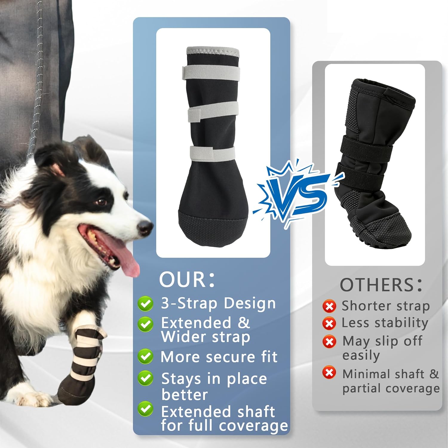 2 pcs Dog Paw Wound Recovery Boot, Lick-Proof Protection, Non-Slip Pet Shoe with 3 Strengthen Self-Adhesive Strap, Soft Protector for Medium to Large Dogs (L) - Image 3