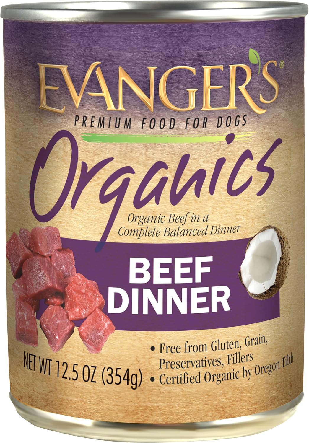 Evanger's Organics Beef Dinner for Dogs – 12 Count, 12.5 oz Each – Qualified Organic, Grain Free, GMO Free – Nutrient-Dense Recipe with Organic Vegetables – Wet Dog Food - Image 4