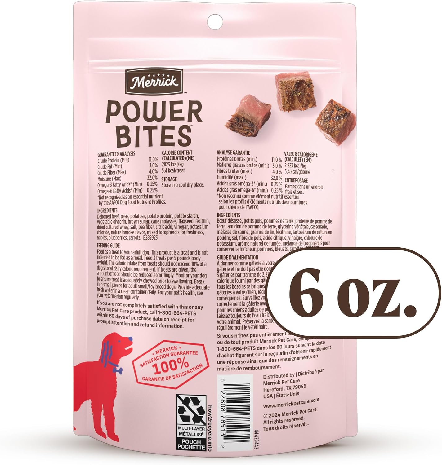 Merrick Power Bites Natural Soft And Chewy Real Meat Dog Treats, Grain Free Snack With Real Beef Recipe - 6 oz. Bag - Image 10