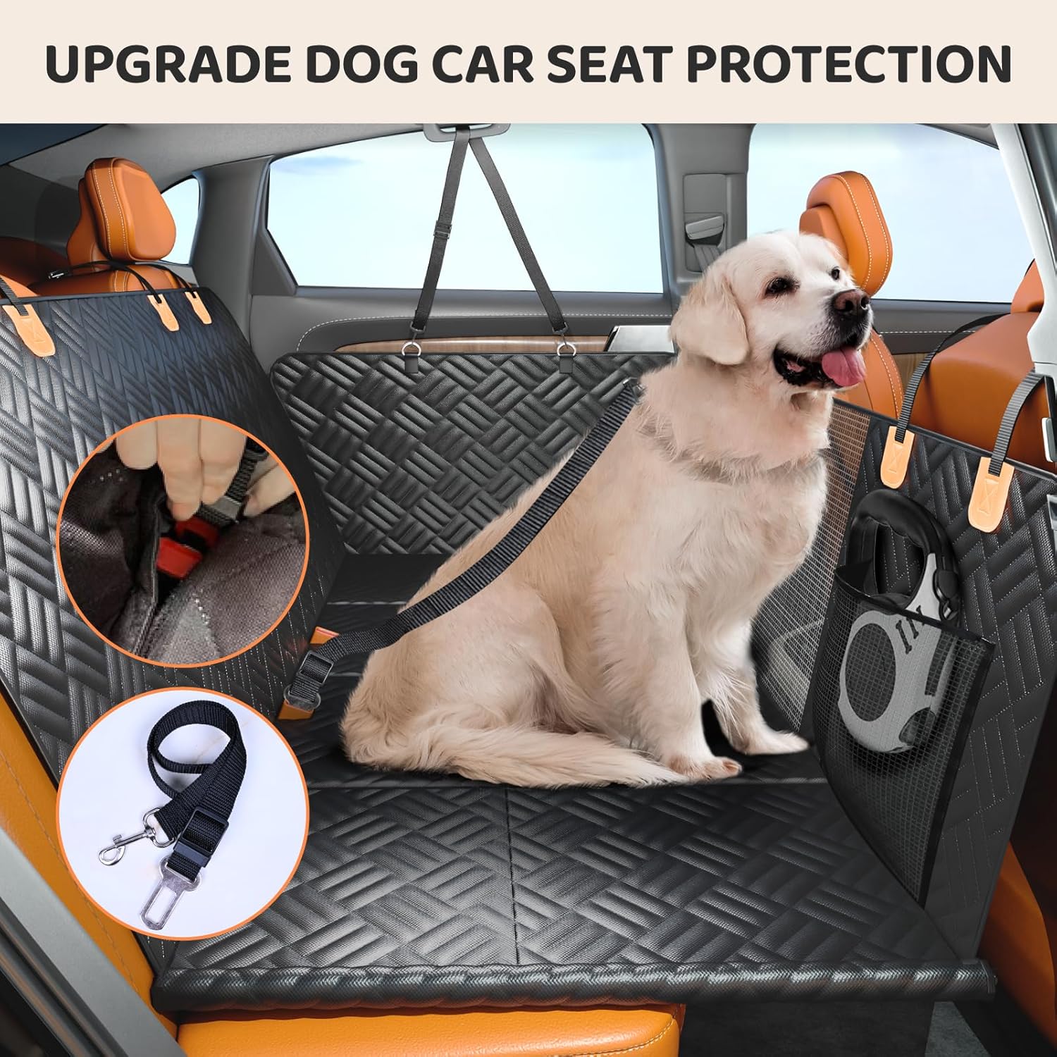 PROZAR Dog Car Seat Cover for Back Seat, Hard Bottom Back Seat Extender, Back Seat Pet Cover for Dogs - Supports 400lbs, Waterproof Heavy Duty Scratch Dog Hammock for Compact Cars/SUVs, 51in - Image 3
