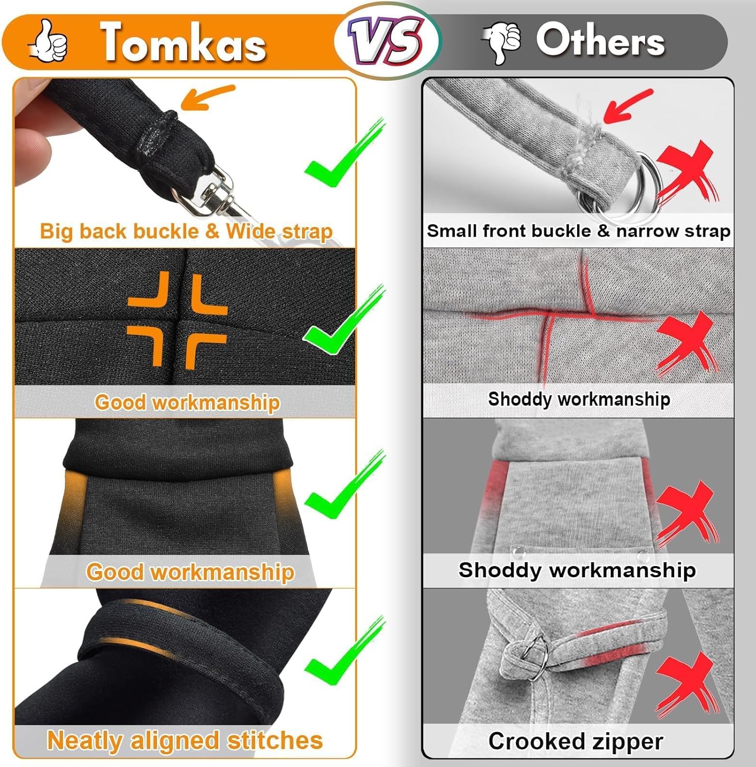 Tomkas Small Dog Sling Carrier - Classic Pocket & Classic Strap - Wrap Carrier - for 3-10 lbs Pets(Black) - Image 5