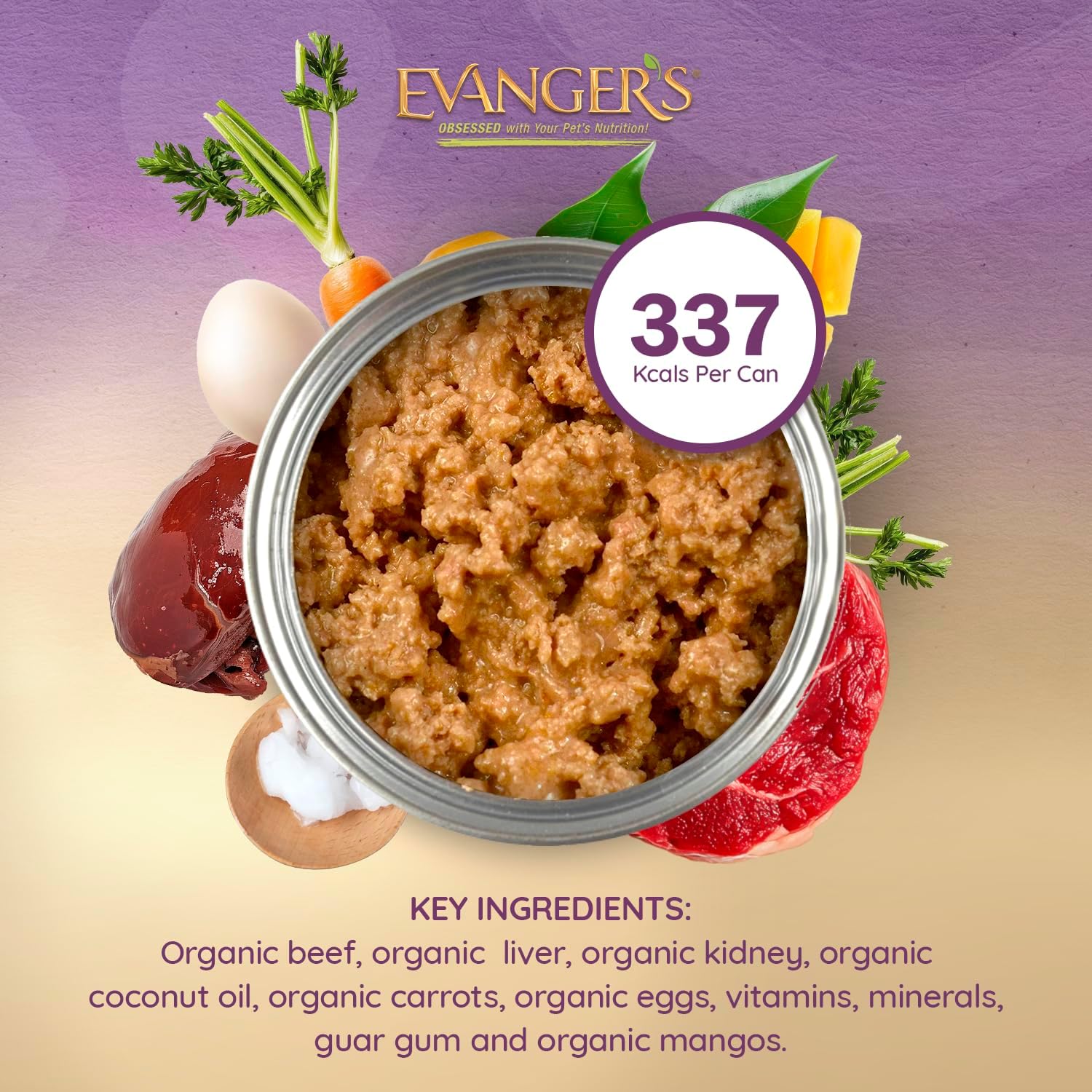 Evanger's Organics Beef Dinner for Dogs – 12 Count, 12.5 oz Each – Qualified Organic, Grain Free, GMO Free – Nutrient-Dense Recipe with Organic Vegetables – Wet Dog Food - Image 5
