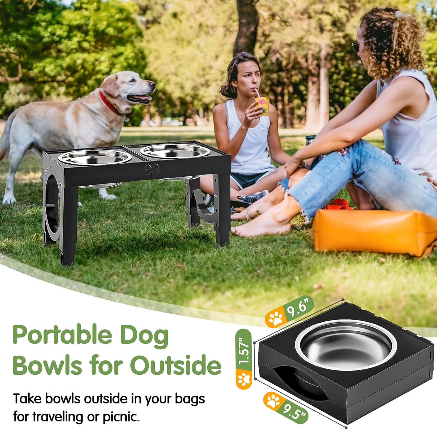 XIAZ Elevated Dog Bowls Large Breed Raised Dogs Bowl Stand Large/Medium Sized Dog Stainless Steel Food Water Bowl Stands 5 Heights Adjustable 9/11/12/14in Black Pet Feeder Dish Station - Image 6