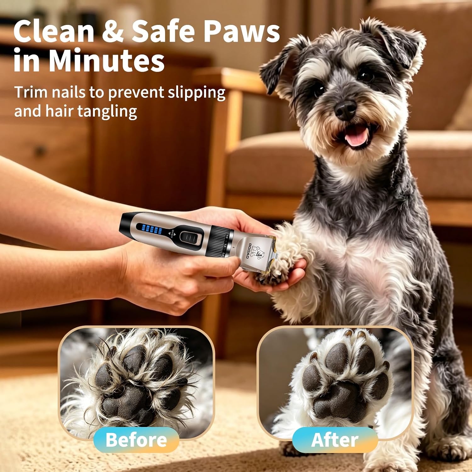 Dog Clippers for Grooming,Dog Grooming Kit for Heavy Thick Hair&Coats/Low Noise Rechargeable Cordless Hair Trimmer/Pet Shaver with Paw Trimmer for Small & Large Dogs Cats - Image 5