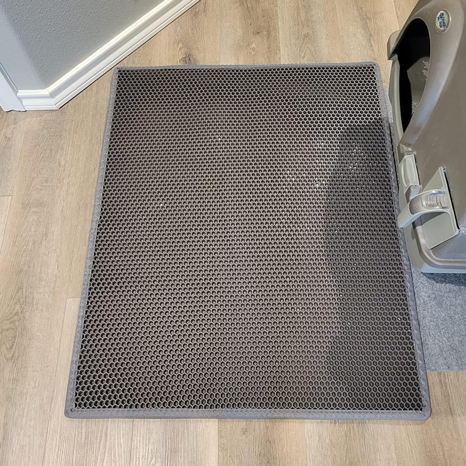 Waretary Cat Litter Box Mat: 36"x 30" Waterproof Kitty Cat Litter Trapping Mat, Easy-clean Double-layer Scatter Control Pad Rug (Grey) - Image 9