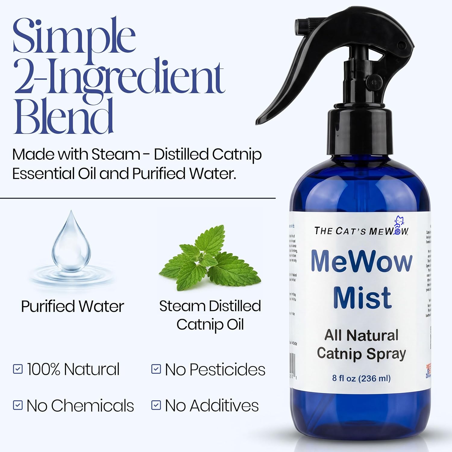 The Cat's MeWow - MeWow Mist - All Natural Extremely Potent Catnip Spray for Toys, Teasers, Kickers, Beds, Towers, Scratchers, and More. 8 fl oz Made in America - Image 2