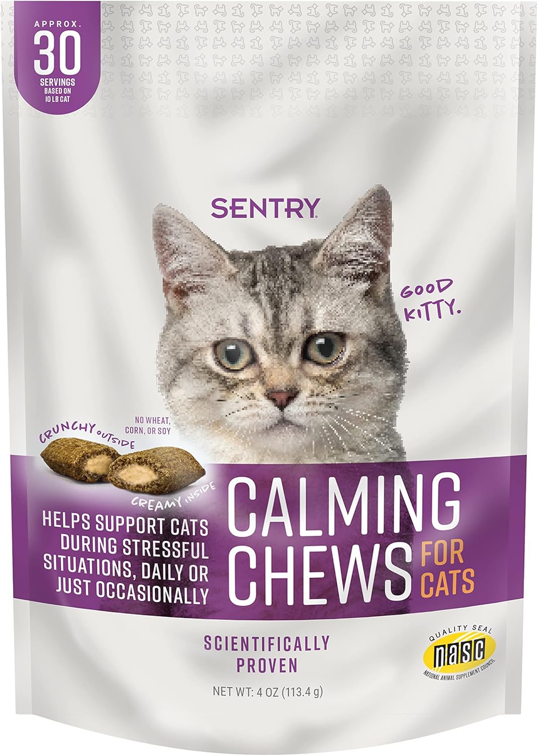 Sentry Calming Chews for Cats, Calming Aid Helps to Manage Stress, With Pheromones That May Help Curb Destructive Behavior, Calming Health Supplement for Cats, 4 oz.