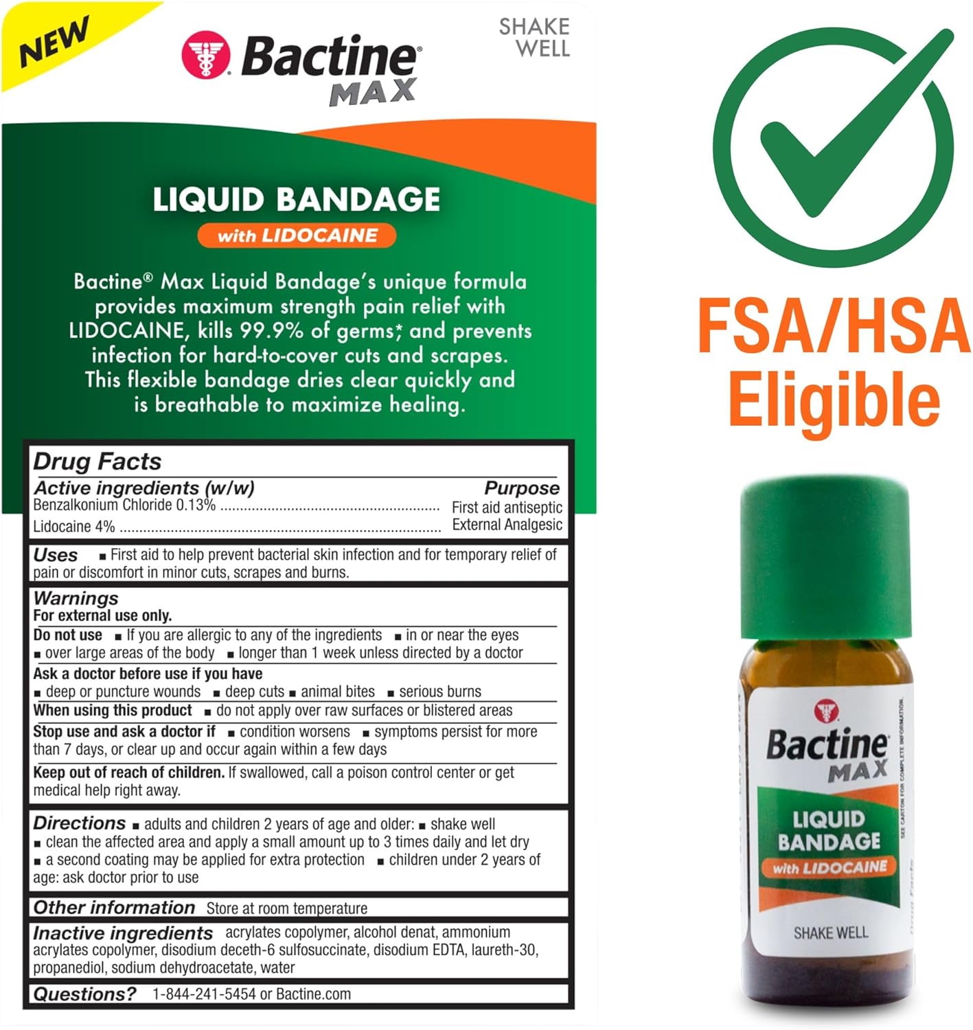 Bactine Max Pain Relieving Antiseptic Spray with Lidocaine, First Aid Pain + Itch Relief, No-Sting, Kills 99% of Germs*, 5oz - Image 7