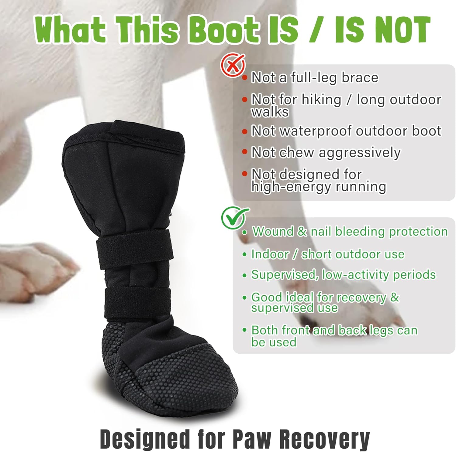 Dog Paw Wound Recovery Boot, Lick-Proof Protection, Non-Slip Pet Shoe with Self-Adhesive Strap, Soft Protector for Medium to Large Dogs, 2PCS (L) - Image 5