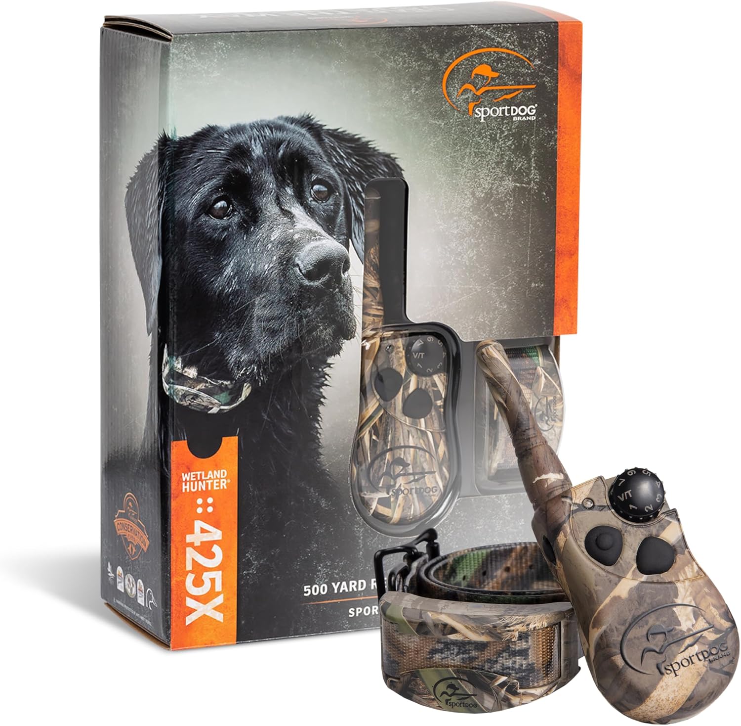 SportDOG WetlandHunter 425X Remote Trainer - Reliable Off-Leash Control - Rechargeable - Waterproof DryTek Technology - Adjustable Training Collar - Camouflage - 500-Yard Range, 1 Collar