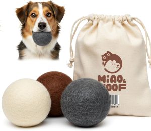 3-Piece 100% Pure Wool Dog Balls, S...