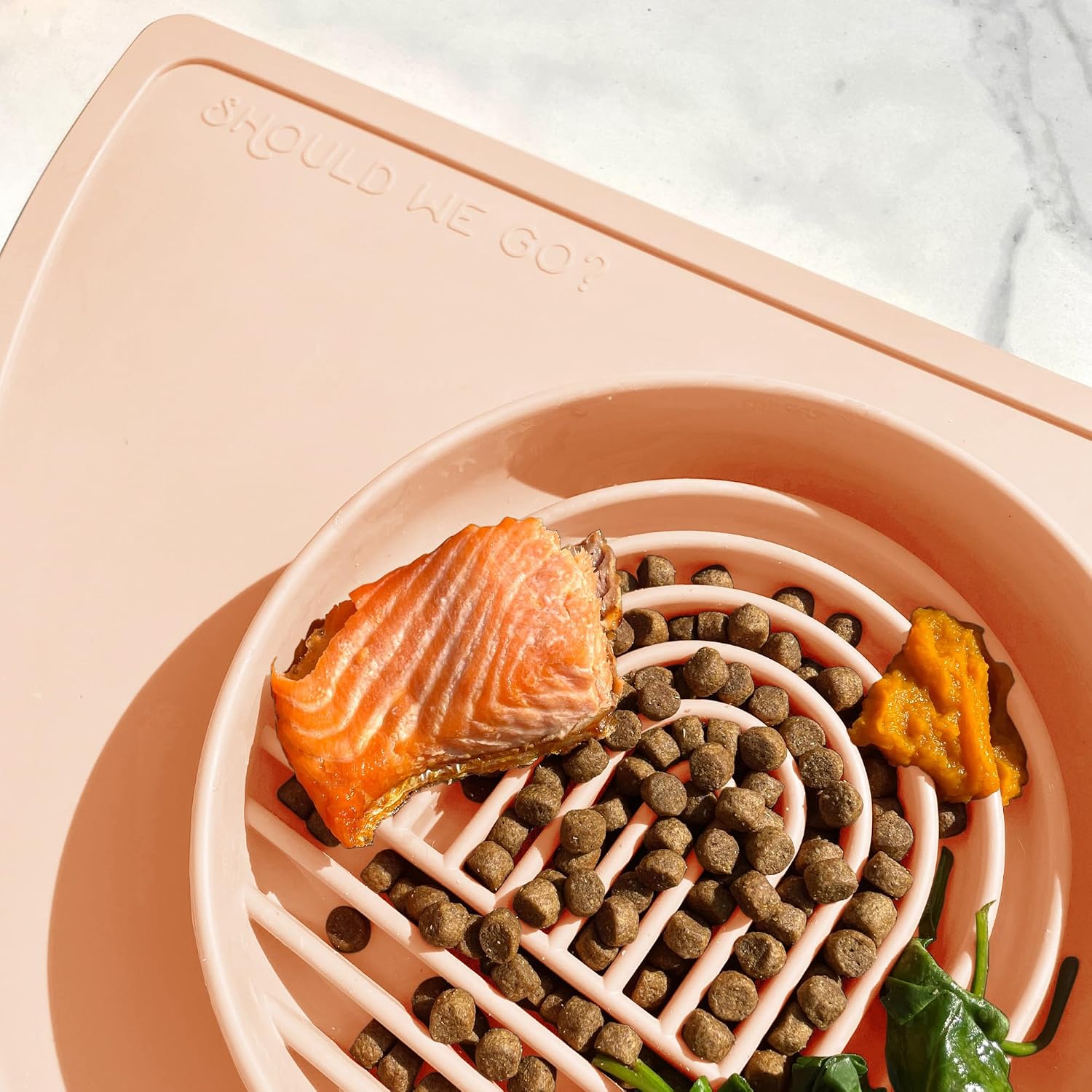 Should We Go? Slow Feeder Dog Bowls - Medium Size Silicone Slow Eating Dog Bowl for Puppies & Dogs with Suction Cup -Dishwasher-Safe, Lick Mat Design, Reduces Gulping,for All Breeds,7.5”x1.5”- Blush - Image 5