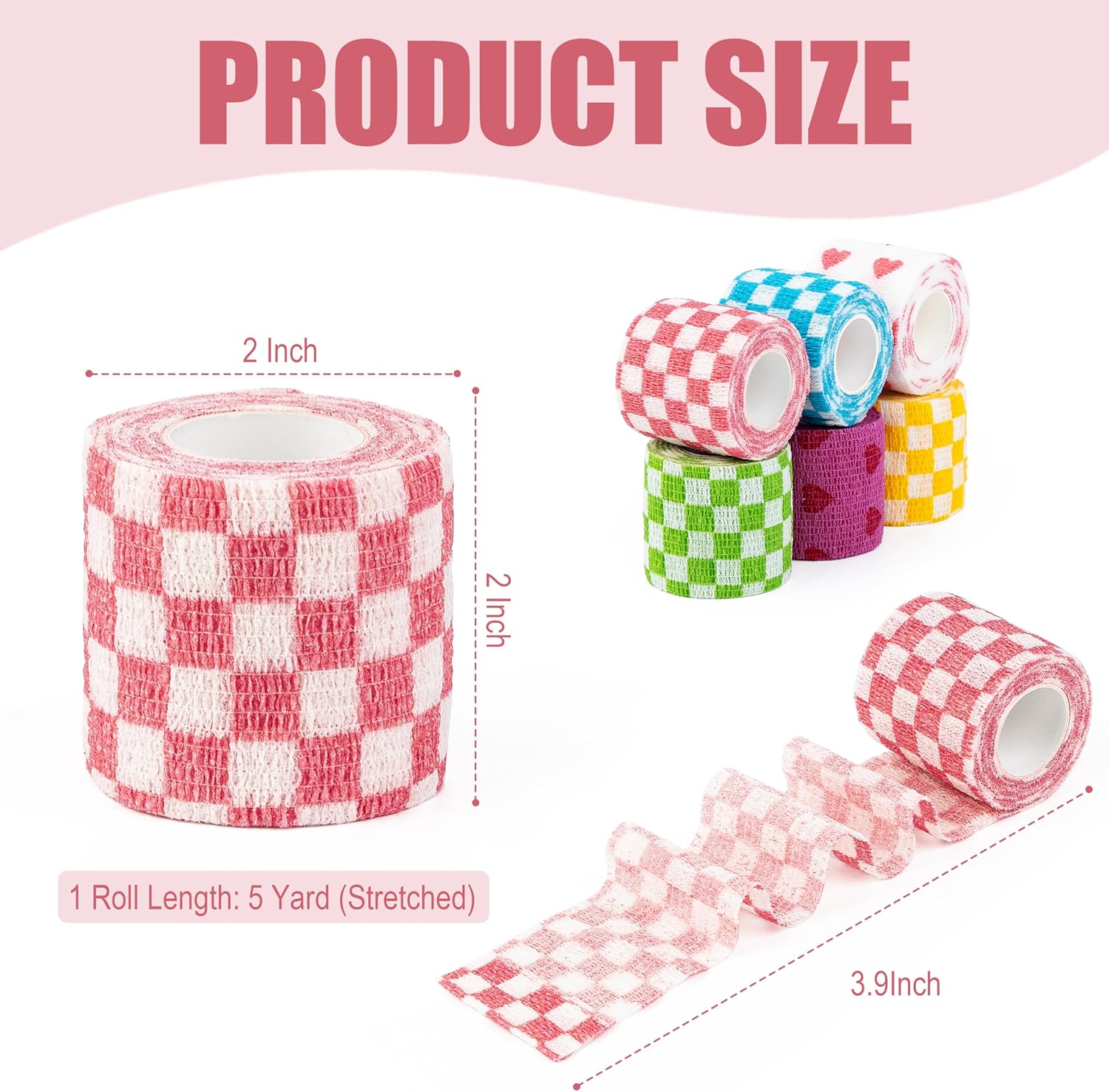 Vet Wrap Cohesive Bandages, Self-Adhesive Bandage Wrap, Breathable Non-Woven Self Adherent Tape for Pet Dog Leg Paw Wound, Horse, Cat, First Aid & Ankle Sprain, 2 Inch (6 Rolls) - Image 2