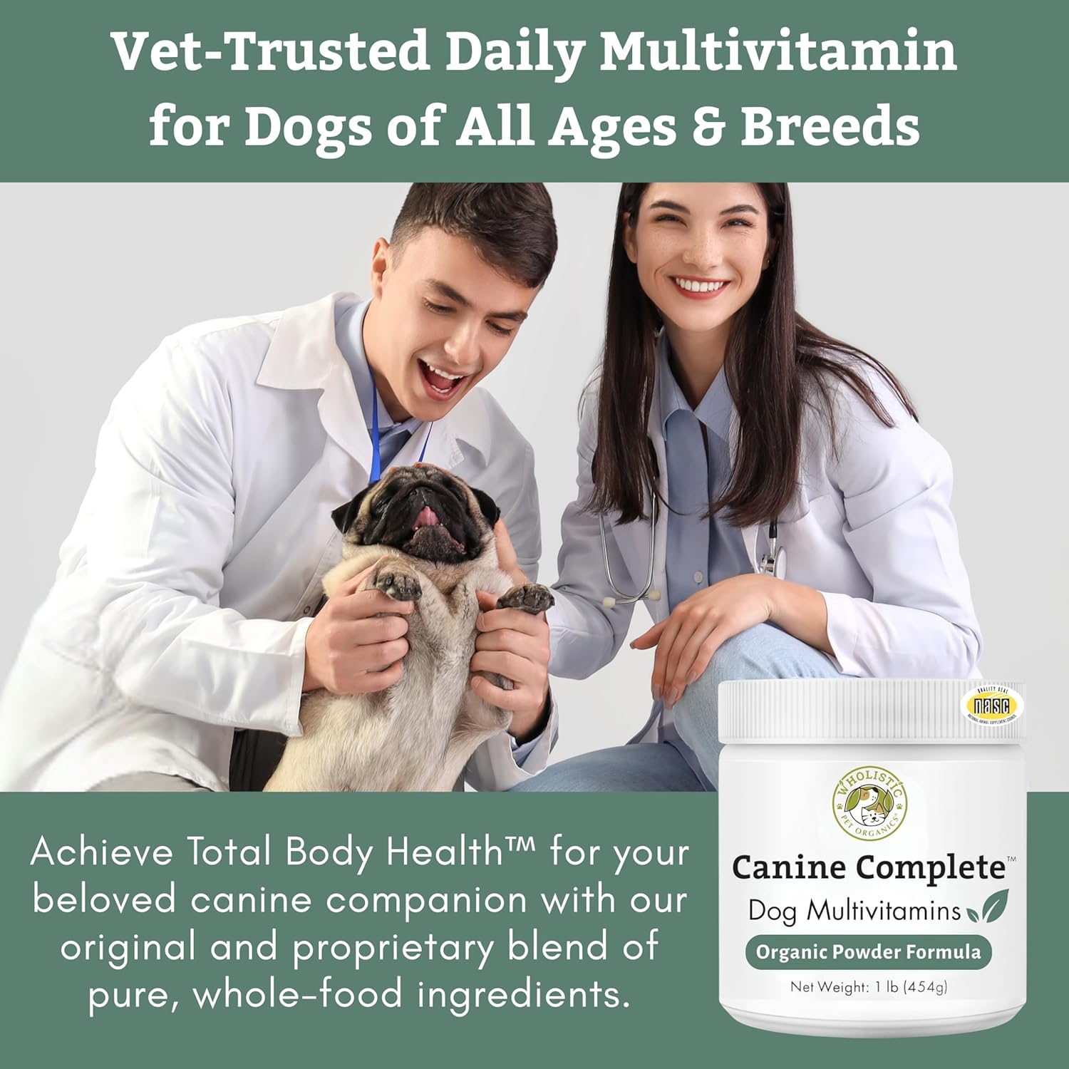 Wholistic Pet Organics Canine Complete - Dog Multivitamin Powder - 1 Lb - Daily Dog Vitamins and Supplements for Homemade Food - Immune System, Skin, Coat & Overall Health - All Breeds - 45 Scoops - Image 2