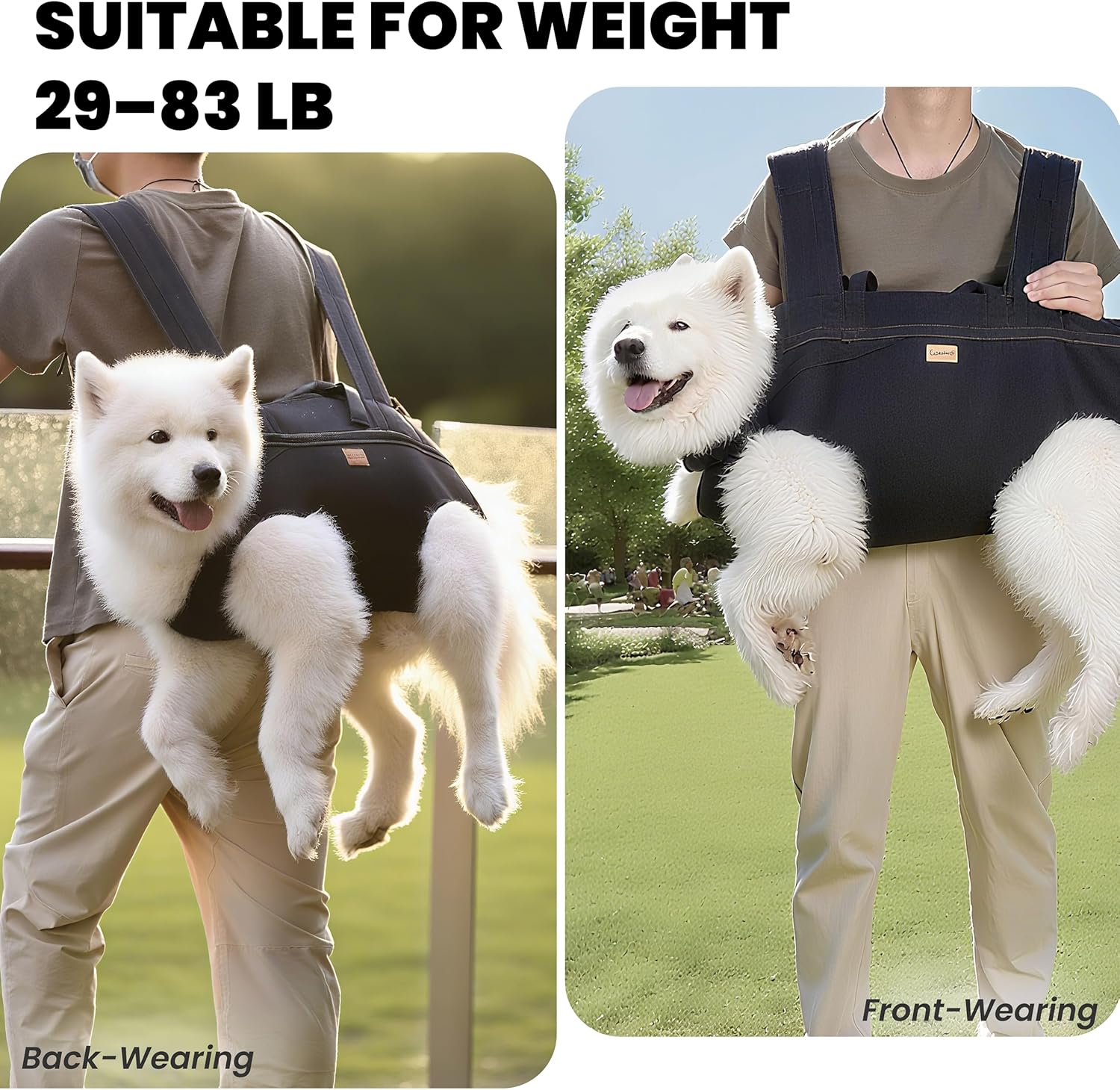 Dog Lift Harness Backpack Carrier for Large Dogs, Full Body Sling with Handle, Dog Harness for Joint Injuries, Arthritis, Ideal for Stairs, Elderly Dogs (Black 2XL 50-66 LBS) - Image 6