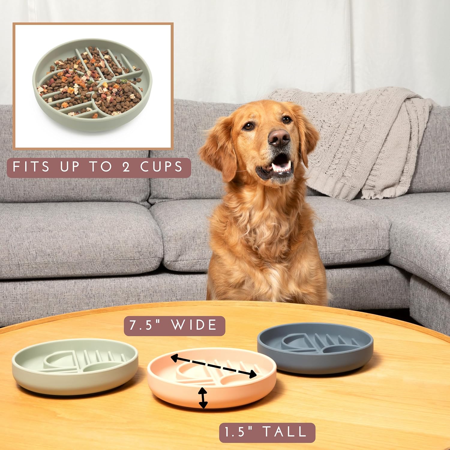 Should We Go? Slow Feeder Dog Bowls - Medium Size Silicone Slow Eating Dog Bowl for Puppies & Dogs with Suction Cup -Dishwasher-Safe, Lick Mat Design, Reduces Gulping,for All Breeds,7.5”x1.5”- Sage - Image 4