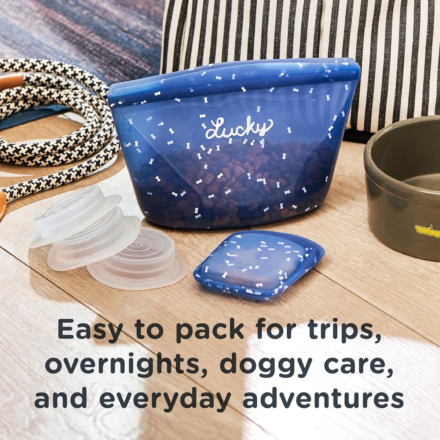Stasher Pet Reusable Puppy Essentials Dog Travel Bag, Airtight Seal, Dog Travel Accessories, 4-Cup Dog Food Travel Container, Dog Food Travel Bag, Food Grade Silicone, Freezer & Dishwasher Safe - Image 5
