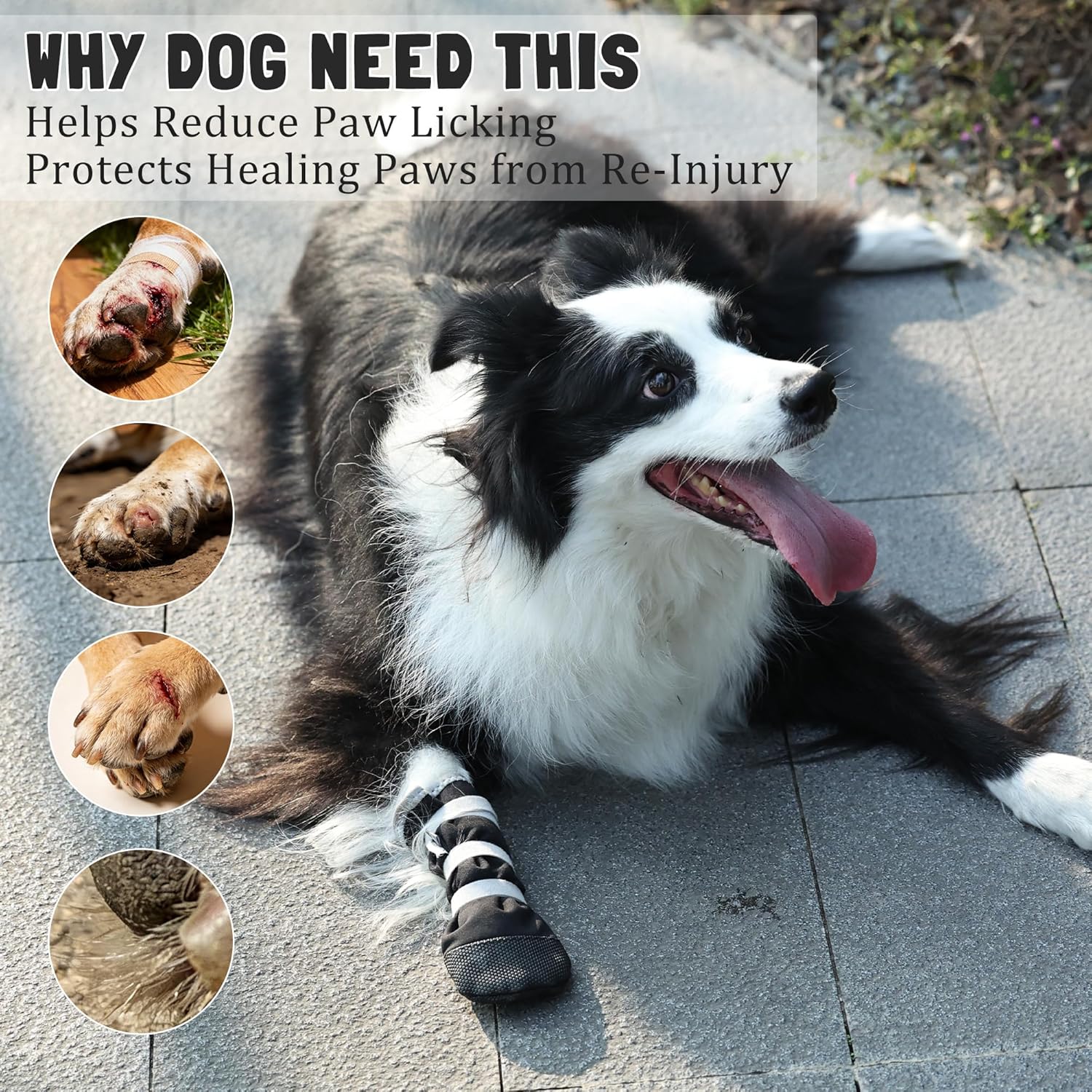 2 pcs Dog Paw Wound Recovery Boot, Lick-Proof Protection, Non-Slip Pet Shoe with 3 Strengthen Self-Adhesive Strap, Soft Protector for Medium to Large Dogs (L) - Image 4