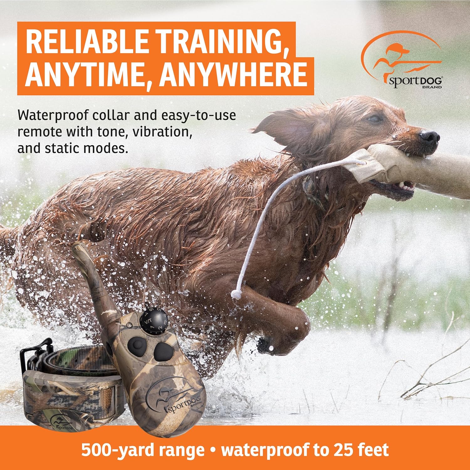 SportDOG WetlandHunter 425X Remote Trainer - Reliable Off-Leash Control - Rechargeable - Waterproof DryTek Technology - Adjustable Training Collar - Camouflage - 500-Yard Range, 1 Collar - Image 2
