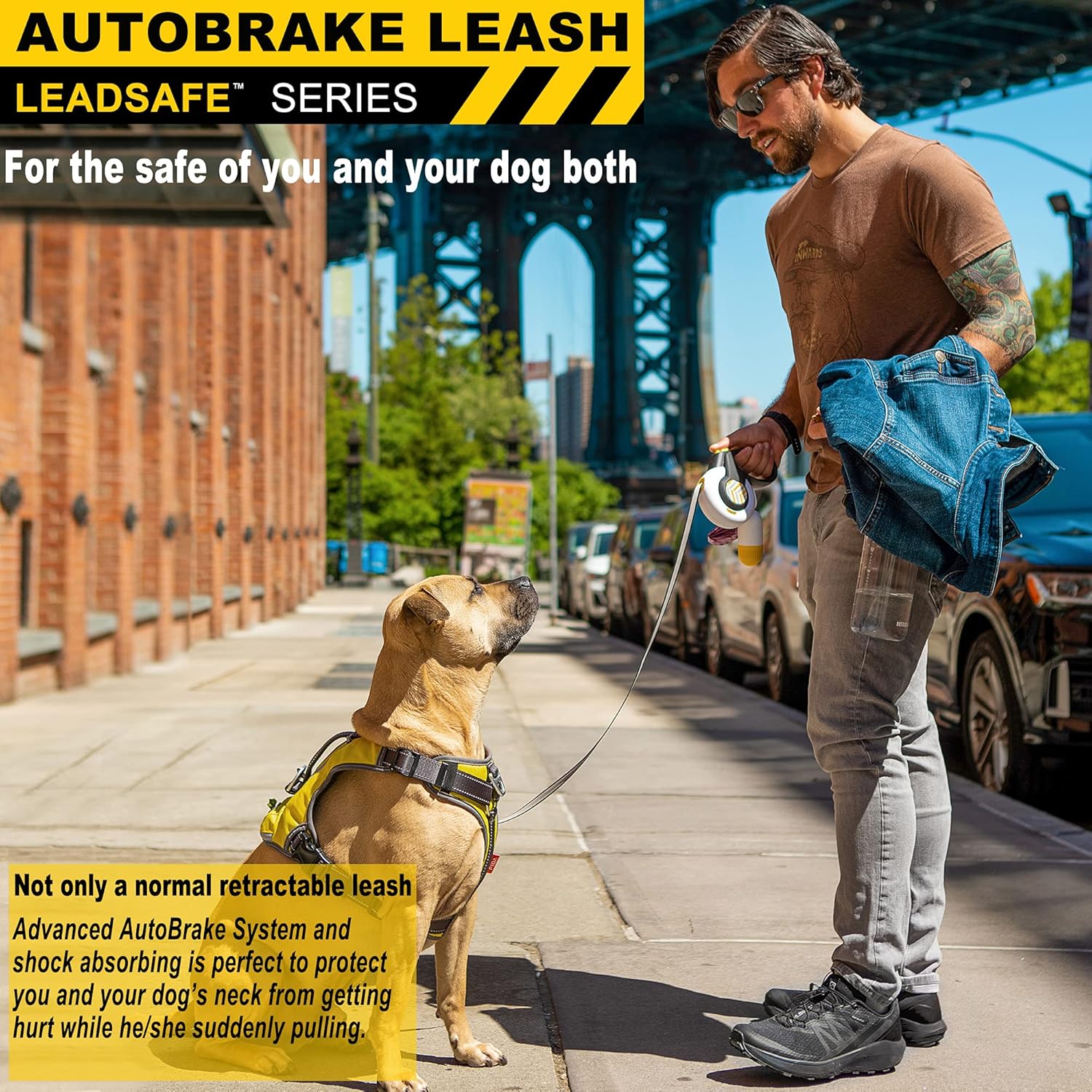 FIDA AutoBrake Retractable Dog Leash. Advanced Patented Design for Dog Pulling, 16 ft Heavy Duty No Pull Pet Walking Leash for Extra Large Breeds. Tangle Free, Soft Grip, X-Large Size. - Image 6