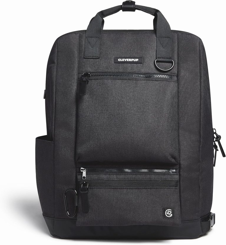 Cleverpup Porter 2-in-1 Dog Gear Backpack – Premium Dog Travel Bag with 10 Pockets, Zip-Off Treat Pouch, Leash Clip, Waterproof Pockets & Water Bottle Holder – Weekend, Hiking, Camping, Graphite