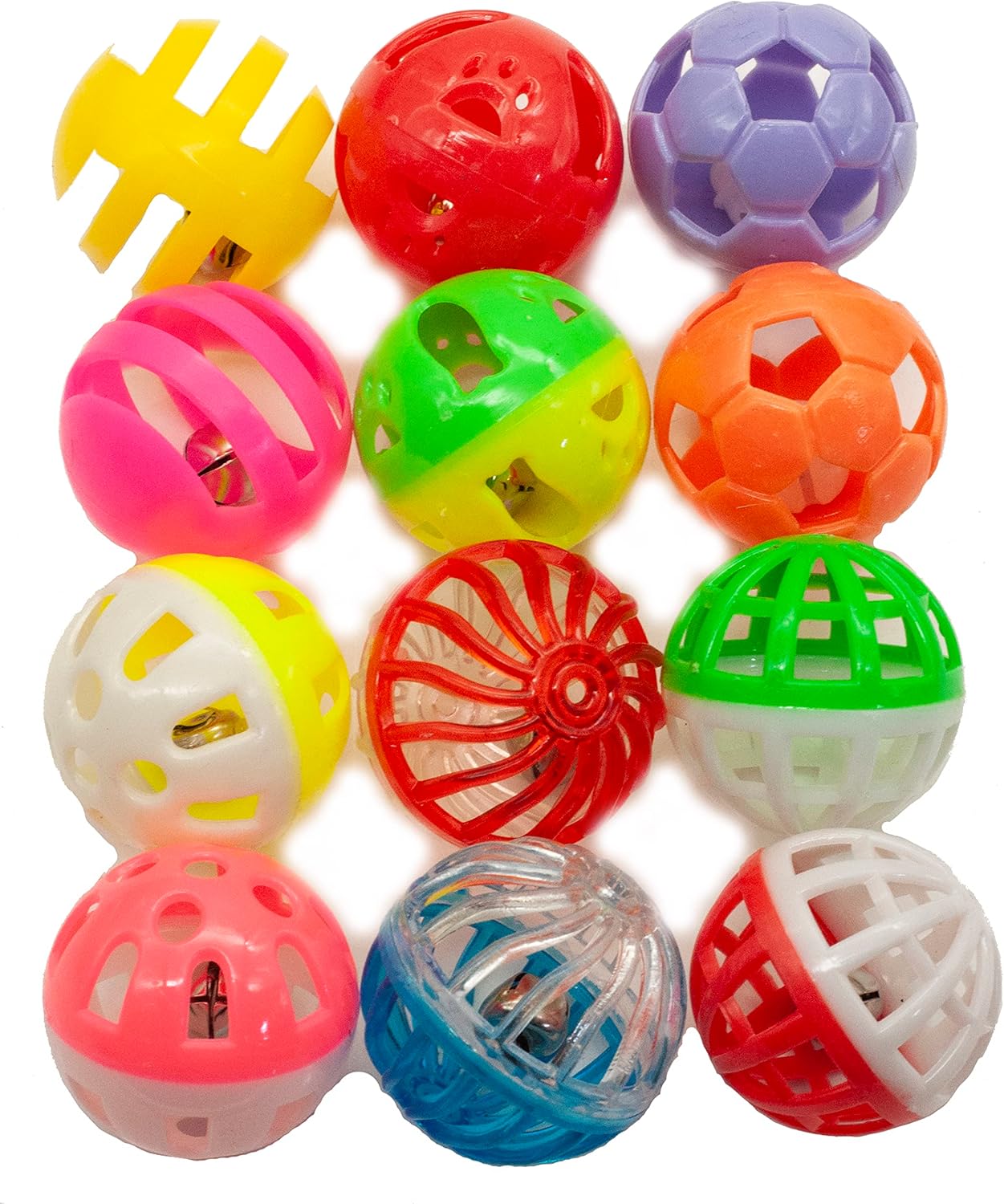 Fashion's Talk 12PCS Value Pack Plastic Ball Cat Toys Lattice Balls with Bell Jingle Kitten Toy,Gift Box 1.5" 6 Styles - Image 7