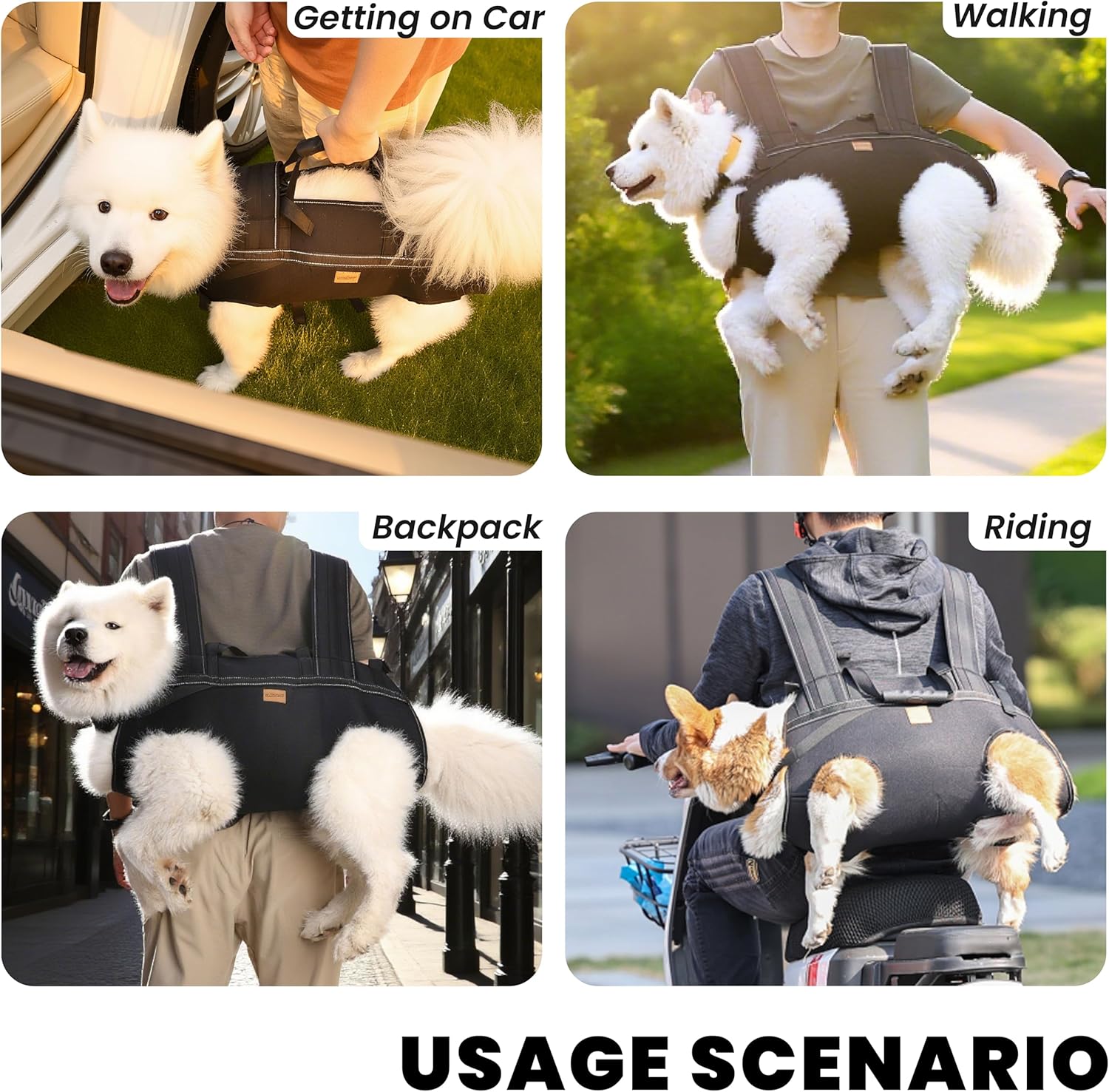 Dog Lift Harness Backpack Carrier for Large Dogs, Full Body Sling with Handle, Dog Harness for Joint Injuries, Arthritis, Ideal for Stairs, Elderly Dogs (Black 2XL 50-66 LBS) - Image 4