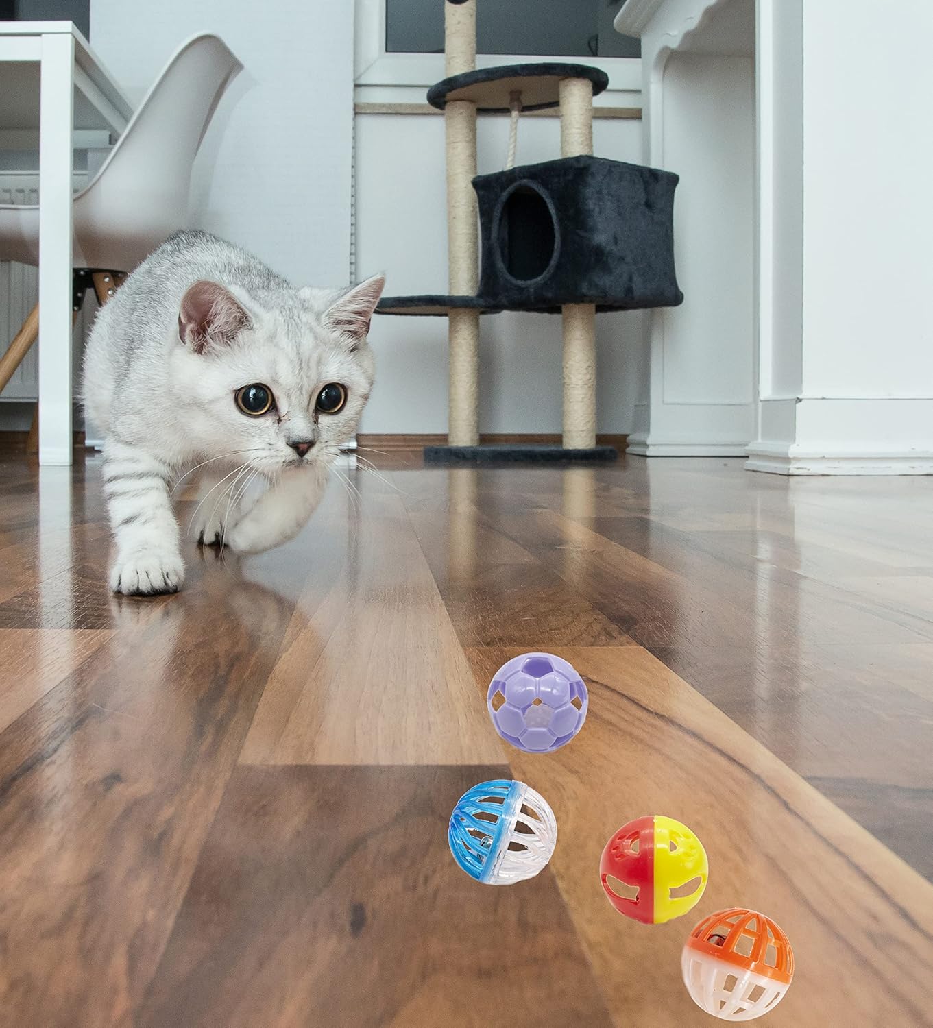 Fashion's Talk 12PCS Value Pack Plastic Ball Cat Toys Lattice Balls with Bell Jingle Kitten Toy,Gift Box 1.5" 6 Styles - Image 5