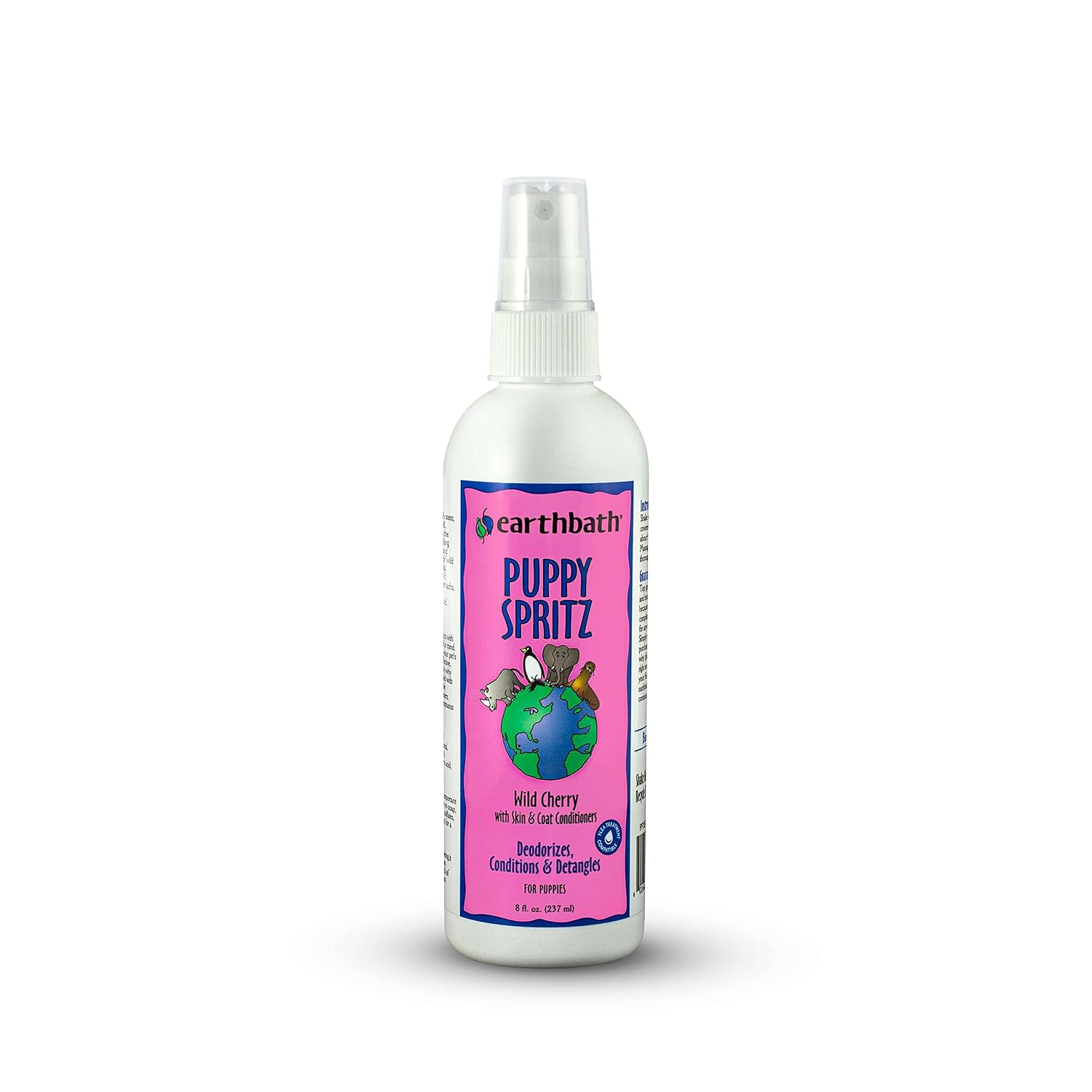 earthbath Wild Cherry 3-in-1 Puppy Deodorizing Spritz, 8 Oz (1 Pack) | Dog Odor Eliminator for Strong Odor, Cruelty-Free Dog Cologne, Wash Spray, Made in USA, Bathing Supplies