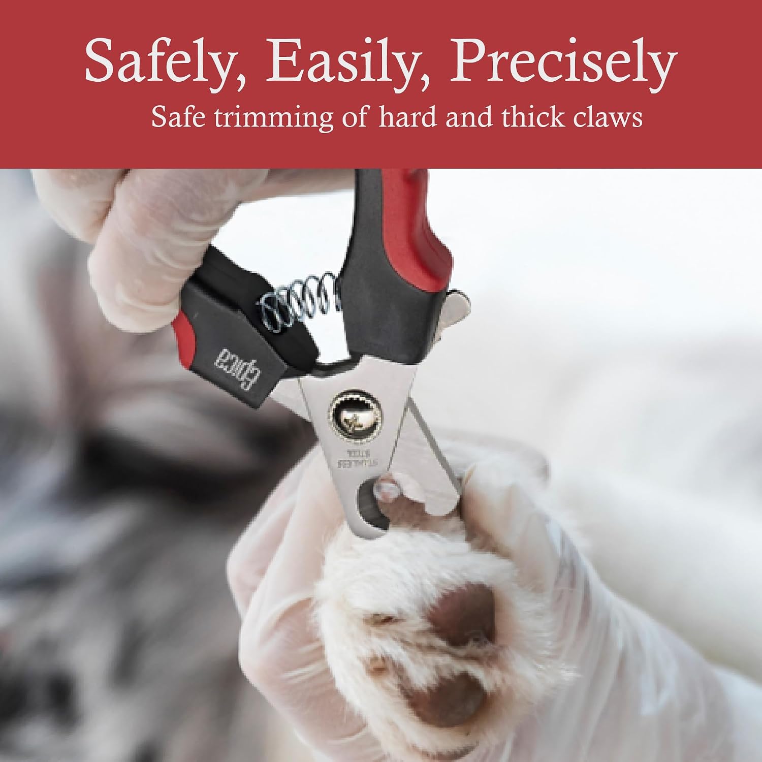 Epica Dog and Cat Nail Clippers, Claw Trimmer, Safety Guard, Easy & Safe | Rubber, Stainless Steel, Rubber Coated Handles for a Secure Grip, Gentle on Pets - Image 3
