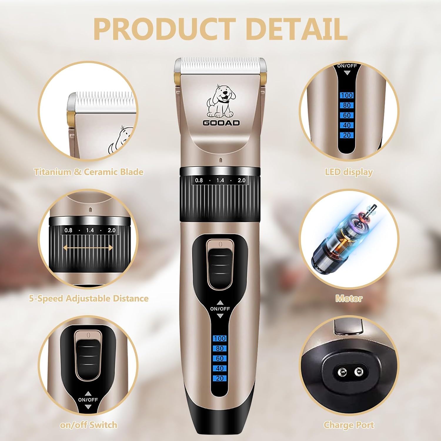 Dog Clippers Grooming Kit and Paw Trimmer for Heavy Thick Hair&Coats | 3-in-1 Clipper+Paw Trimmer+Nail Grinder, - Image 4