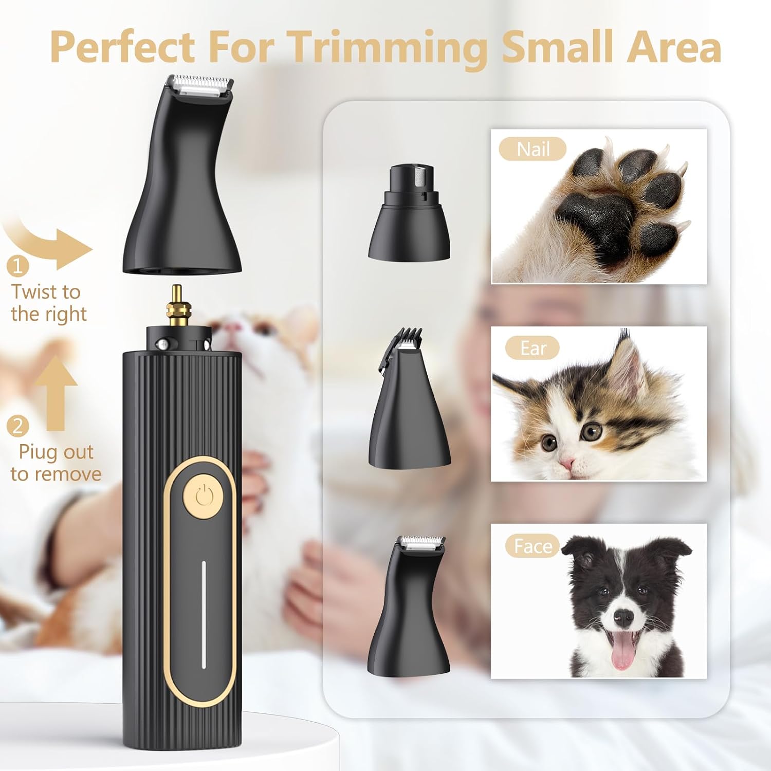 Dog Clippers Grooming Kit and Paw Trimmer for Heavy Thick Hair&Coats | 3-in-1 Clipper+Paw Trimmer+Nail Grinder, - Image 2