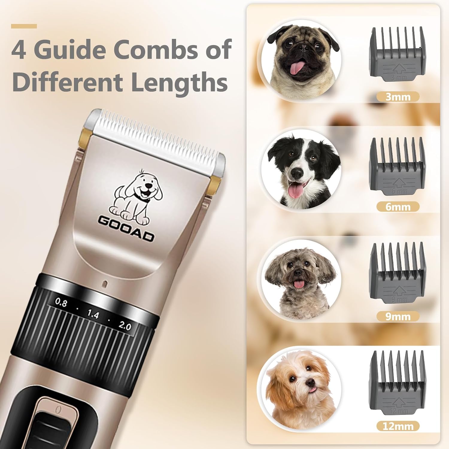 Dog Clippers Grooming Kit and Paw Trimmer for Heavy Thick Hair&Coats | 3-in-1 Clipper+Paw Trimmer+Nail Grinder, - Image 5
