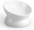LoeJan Elevated Cat Food Bowl, 5 Oz Ceramic Raised and Tilted Water Bowl, Anti Vomiting and Protect Pets’ Spines Dishes for Small Dog, Fat Faced Cat, Kitten (White, 1 Pack)