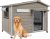 PetsCosset 40.2″ L Large Dog House Outdoor & Indoor,Fir Wood Dog Kennel with Weatherproof Openable Asphalt Roof,Spacious Doghouse with Anti-Chewing Metal Edges for Small & Medium & Large Dogs,Grey