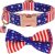 PTDECOR American Flag Dog Collar with Bowtie, Multi Size Adjustable 4th of July Patriotic Pet Collars for Medium Dogs (Medium)