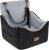 JOEJOY Elevated Dog Car Seat for Small/Medium Dogs up to 35 lbs, Memory Foam Booster Seat with Detachable Washable Cover, Travel-Safe Car Bed with Safety Belts & Storage Pockets, Grey