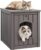 Cat Houses for Outdoor Cats, Outdoor Cat House Weatherproof with Sturdy Resin Material, Cat Box Enclosure for Garden, Patio, Easy to Assemble, Grey