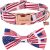 PTDECOR American Flag Dog Collar with Bow Tie, Adjustable Patriotic 4th of July Pet Collars for Medium Dogs (Medium)
