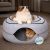 Peekaboo Cat Cave Donut – Cat Tunnel Bed for Indoor Cats – Cute Patterns Hideaway for Multiple & Large Cats, Scratch-Resistant (Light Gray)