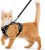 Cat Harness and Leash for Walking Escape Proof Soft Adjustable Cat Leash Breathable Comfortable Vest Easy to Wear Kitten Harness for Outdoor Travel (Black, S (7-12lb))