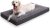 Dog Crate Bed Waterproof Dog Beds for Medium Dogs Rose Velvet Soft Fluffy Washable Dog Bed with Removable Cover & Anti-Slip Bottom, 35 x 22 Inch, Gray