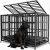 Hiwokk 48 Inch Heavy Duty Dog Crate, Indestructible Escape-Proof Dog Kennel for High Anxiety Large Dogs, Strong Metal Pet Cage with Double Doors, Lockable Wheels & Removable Tray, XL XXL XXXL